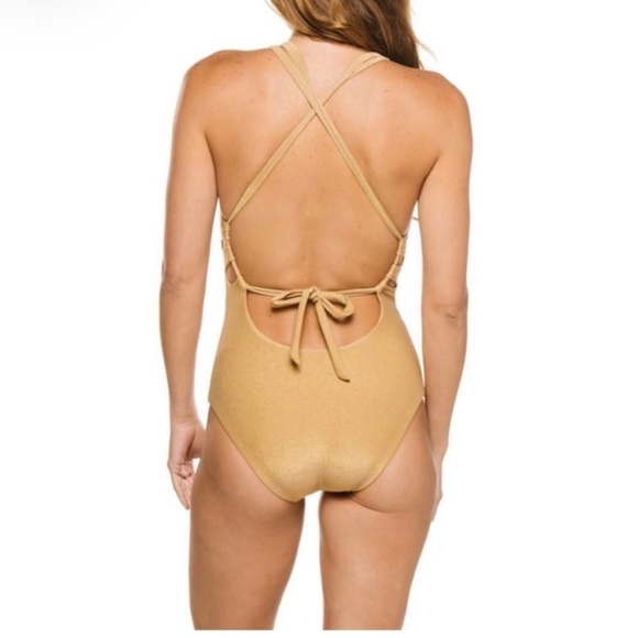 Nwt Becca gold deep-v bathing suit size XL - Picture 2 of 4